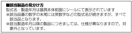 該当製品の見分け方